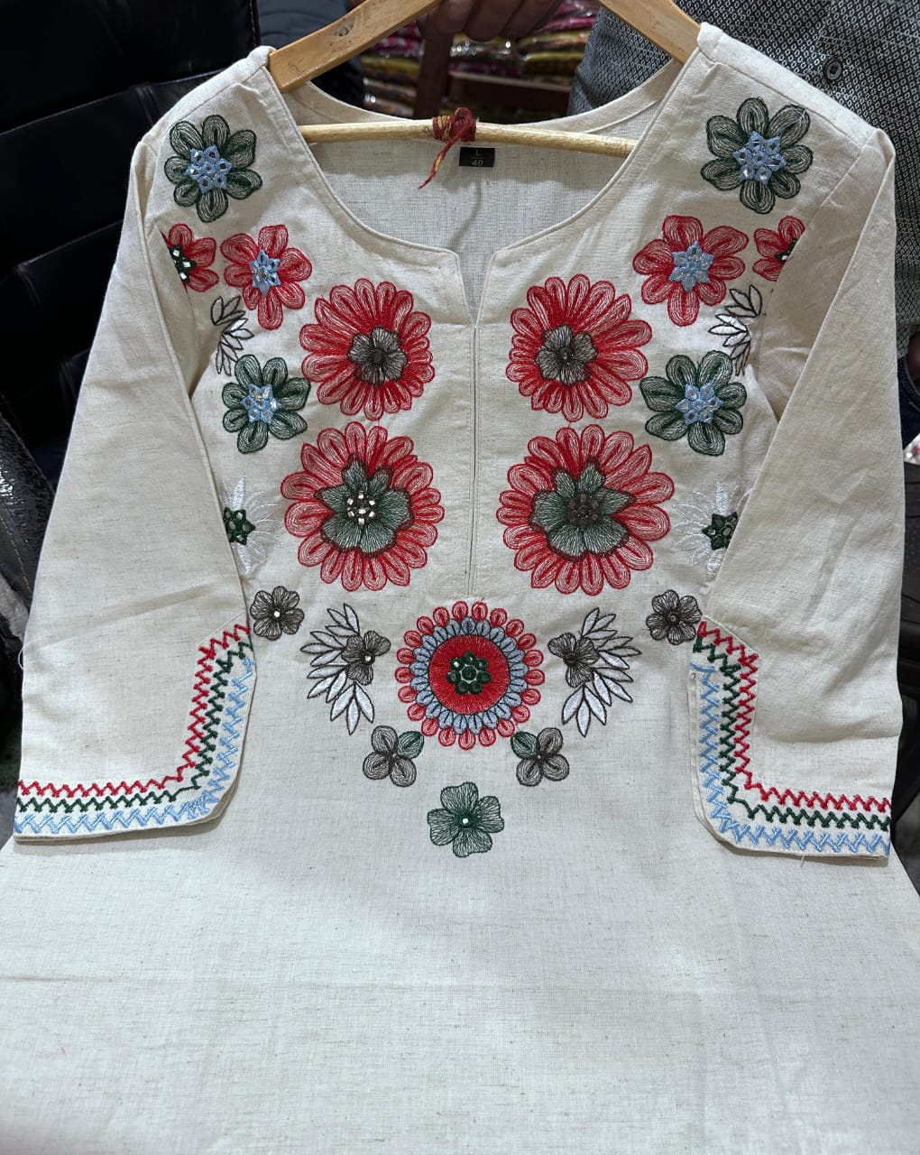 White Cotton A-Line Kurti With Pallazo Set For Women