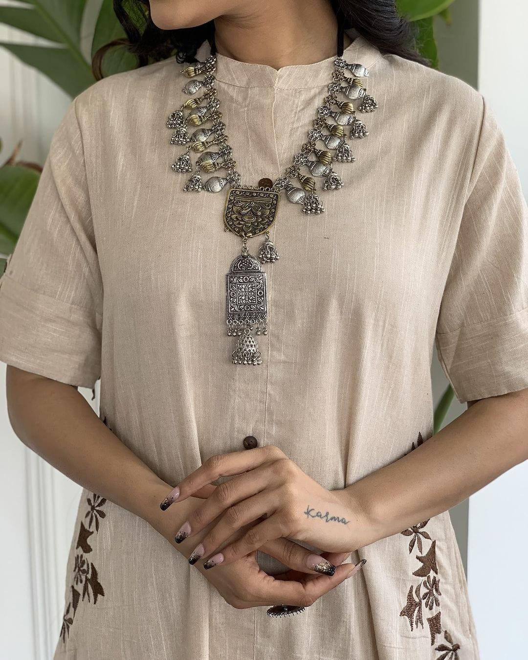 White Cotton A-Line Kurti With Pallazo Set For Women