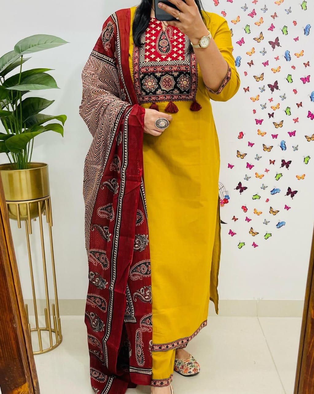 Designer Kutch Patch Print Kurta with Pant & Dupatta