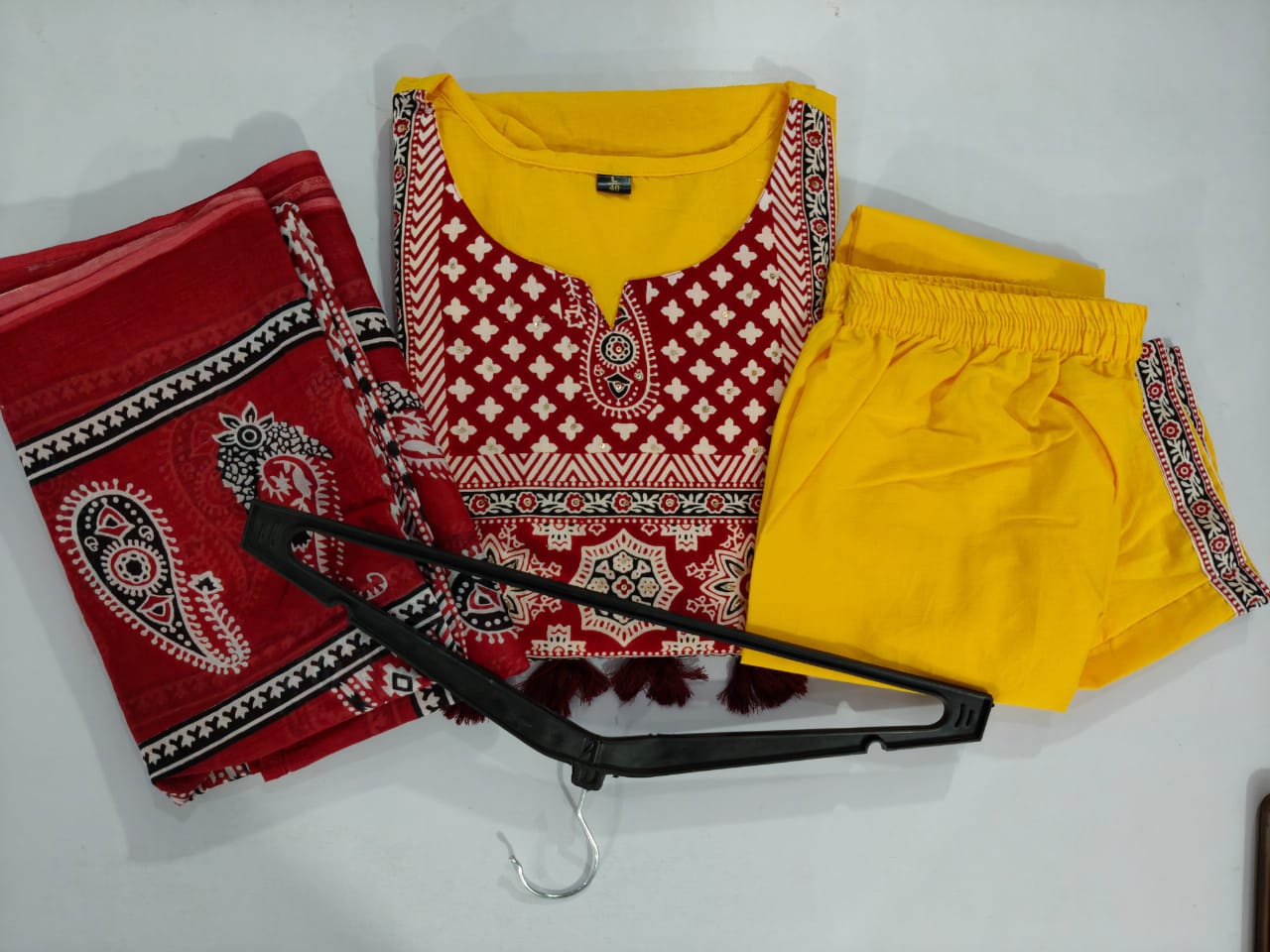 Designer Kutch Patch Print Kurta with Pant & Dupatta