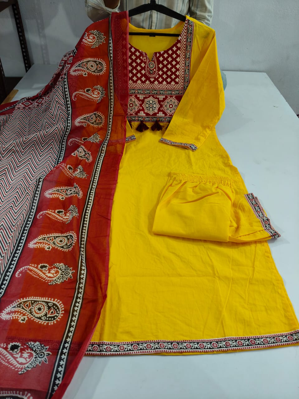 Designer Kutch Patch Print Kurta with Pant & Dupatta