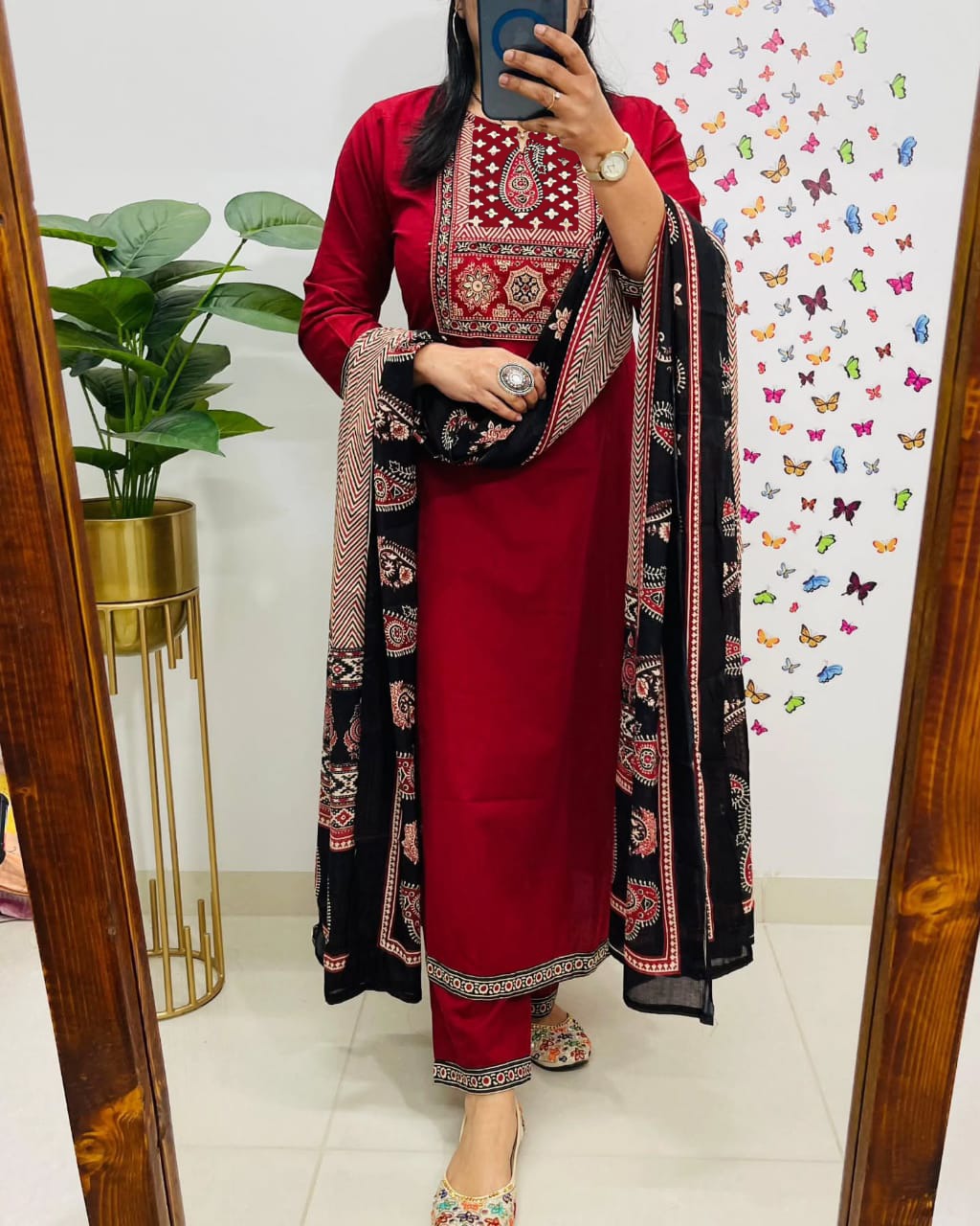 Designer Kutch Patch Print Kurta with Pant & Dupatta