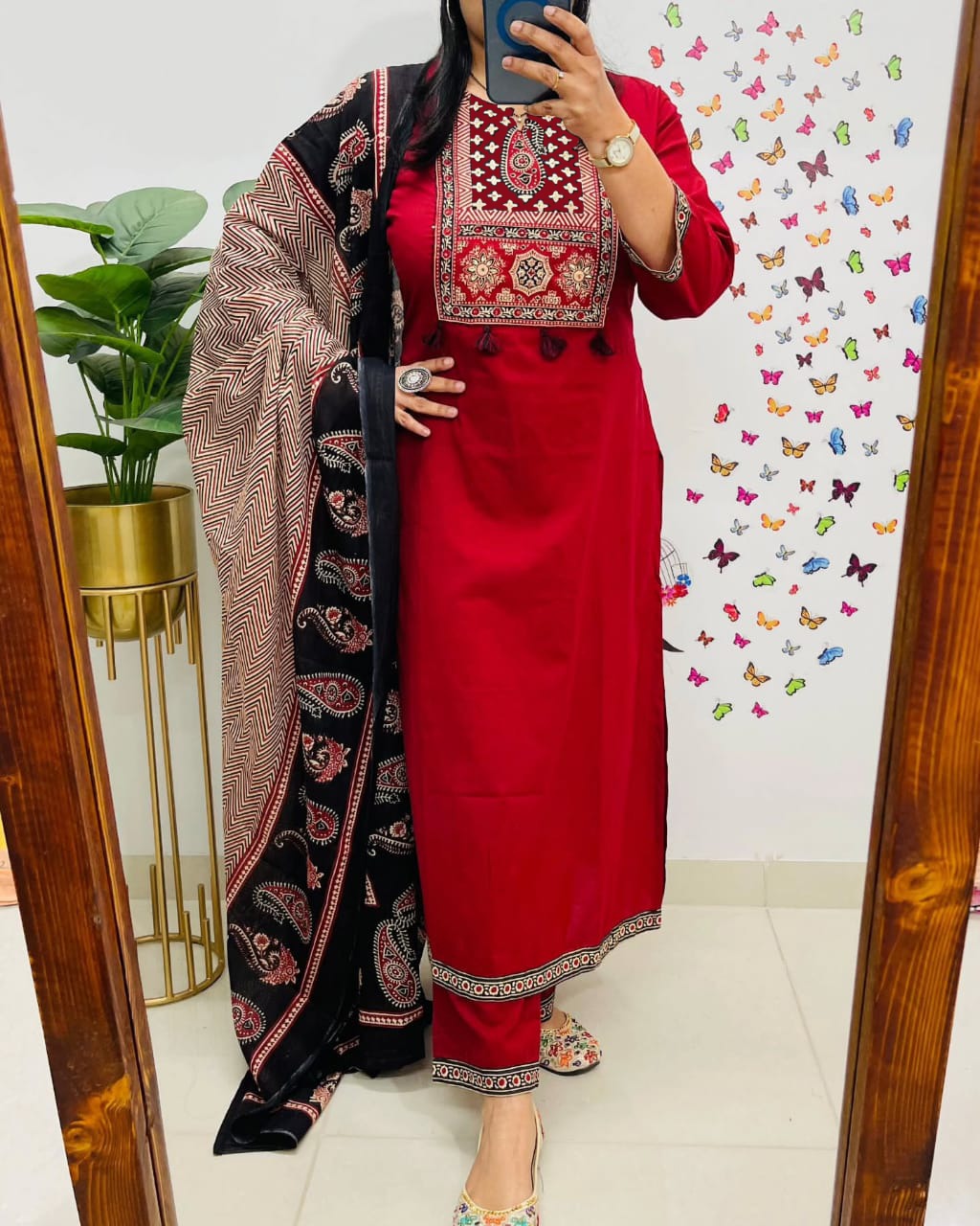 Designer Kutch Patch Print Kurta with Pant & Dupatta