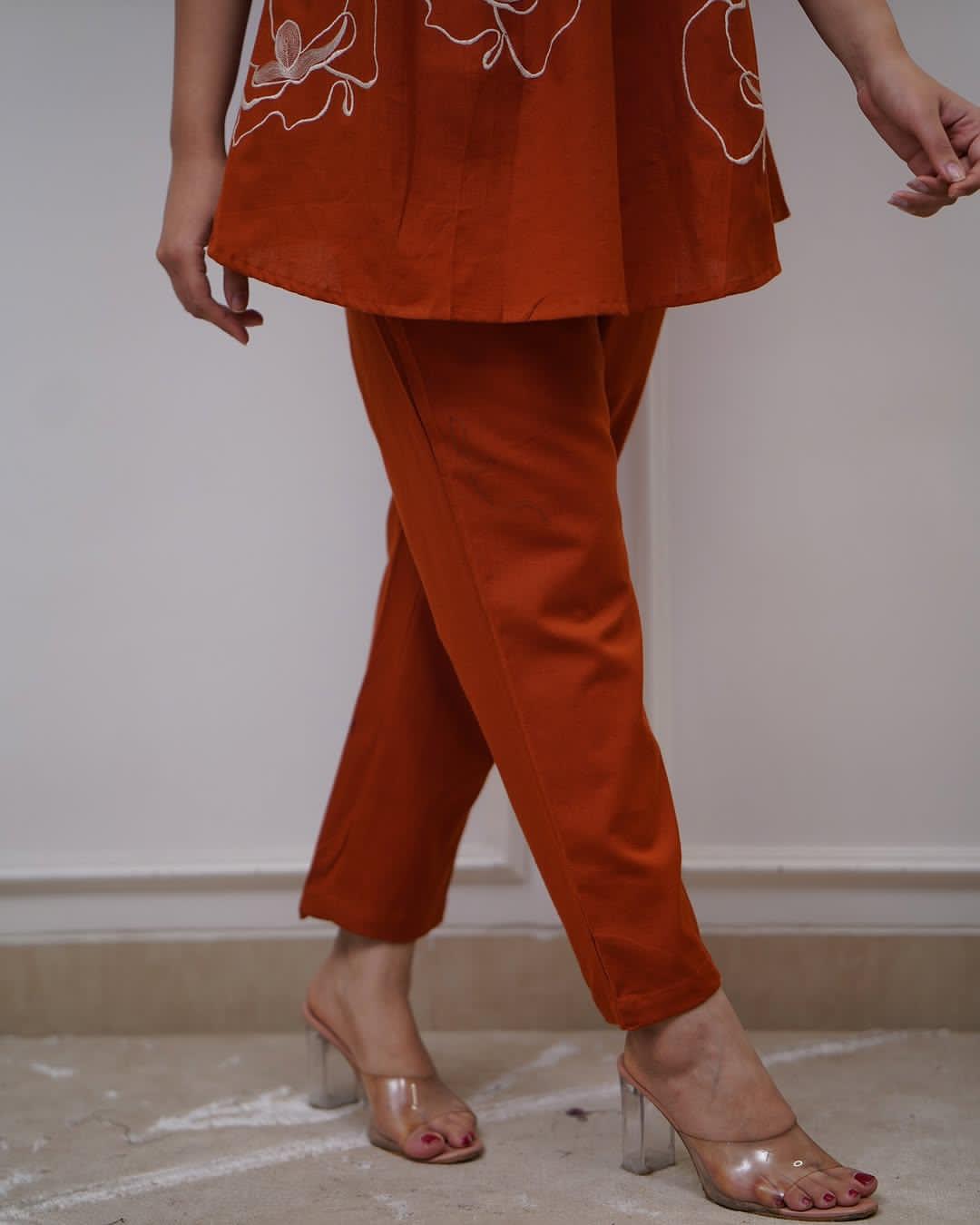 Rust Modern Style Cotton Co-ord Set