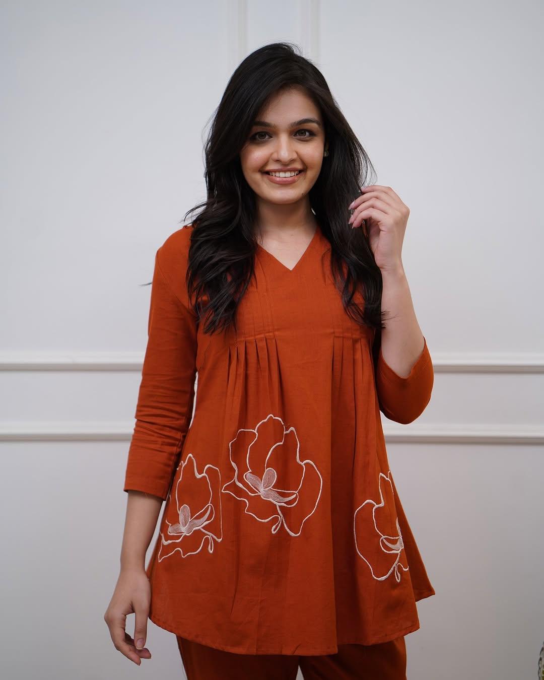 Rust Modern Style Cotton Co-ord Set