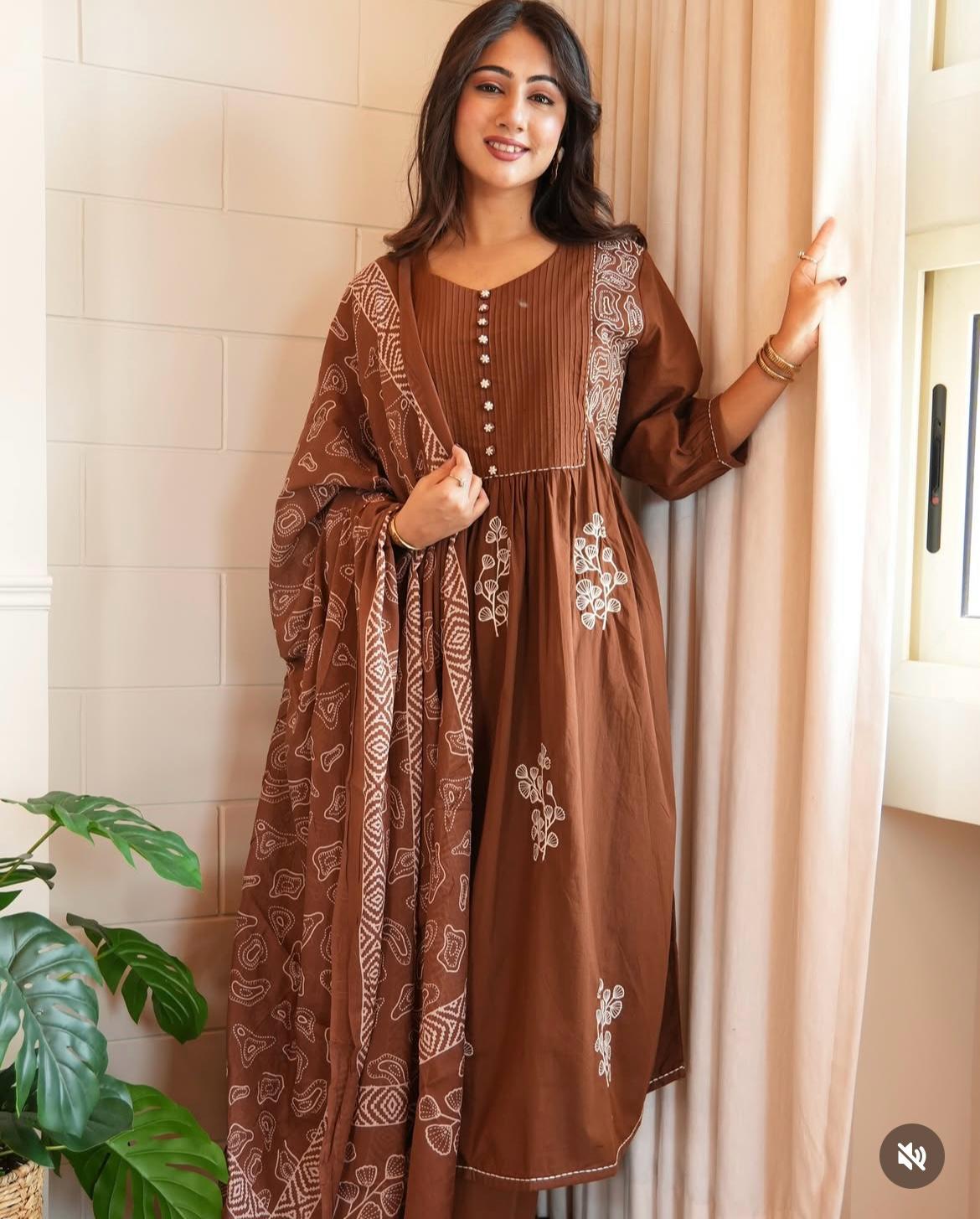 Coffe Pure Cotton Kurta and Pant Set
