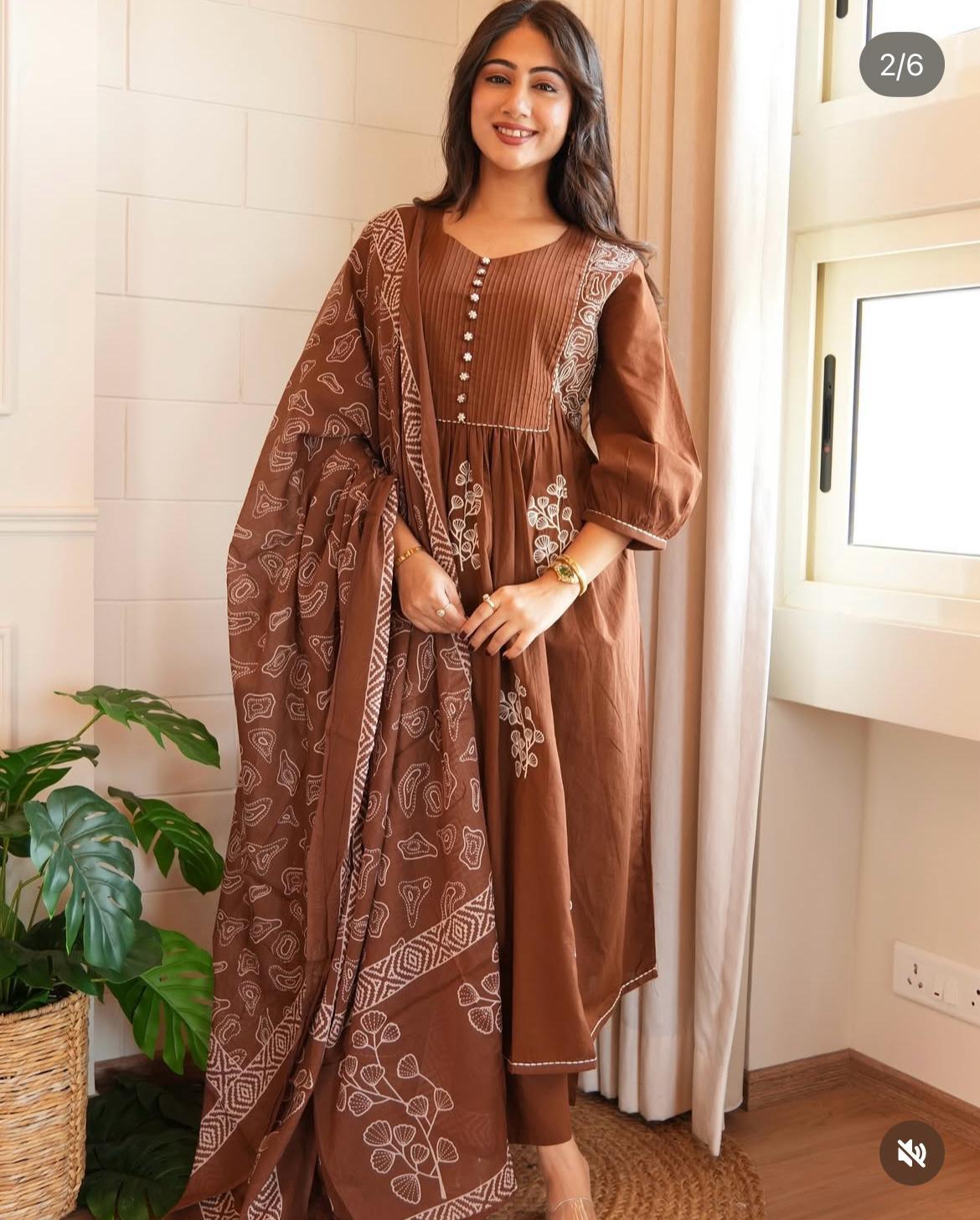 Coffe Pure Cotton Kurta and Pant Set