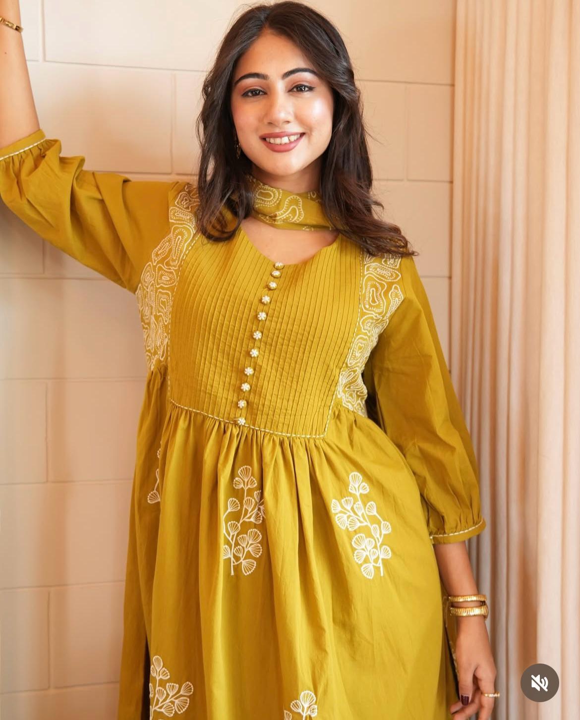 Yellow Pure Cotton Kurta and Pant Set