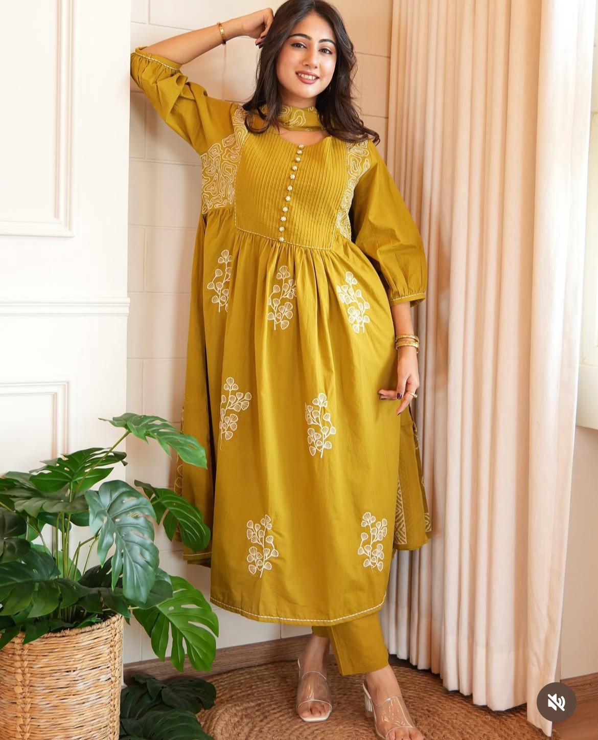 Yellow Pure Cotton Kurta and Pant Set