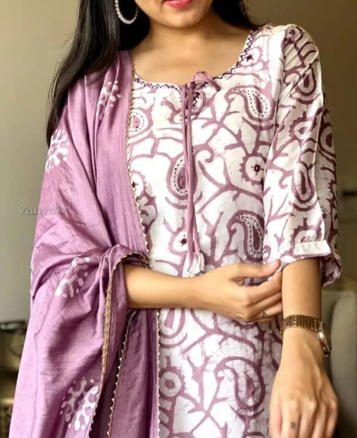 Premium Quality Lavender Pure Cotton Kurta Set