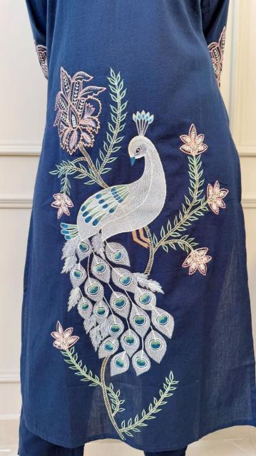 Pure Fine Cotton Kurti and Pant with Embroidery Work