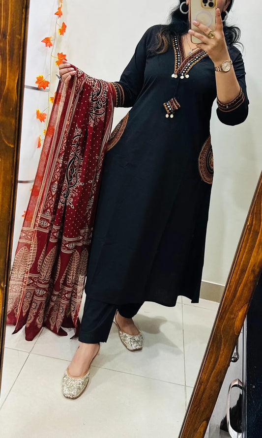 Premium Heavy Rich Dhabu Cotton Aline Suit