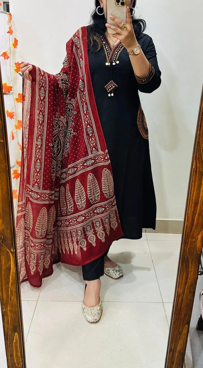 Premium Heavy Rich Dhabu Cotton Aline Suit