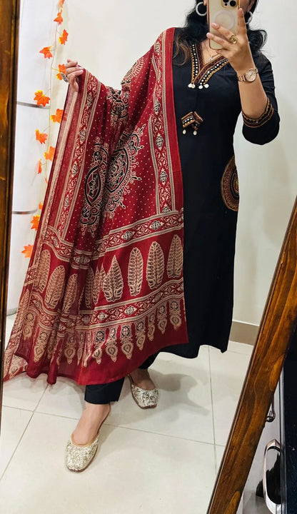 Premium Heavy Rich Dhabu Cotton Aline Suit