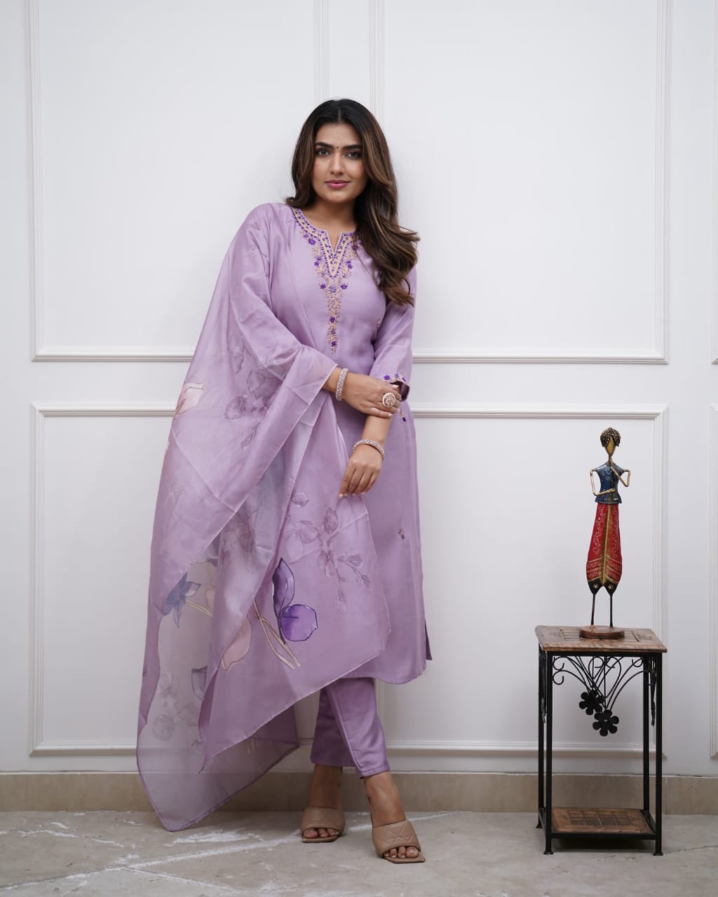 Women Pure Cotton Kurta Pant And Dupatta Set