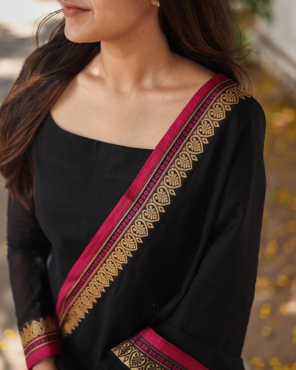 Pure Chanderi Silk Black Kurti For Women