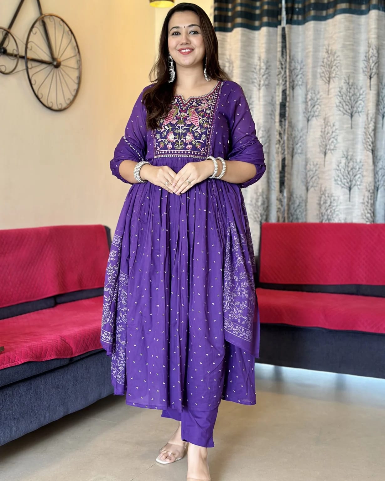 Kurta Set With New Style For Women(Pruple)