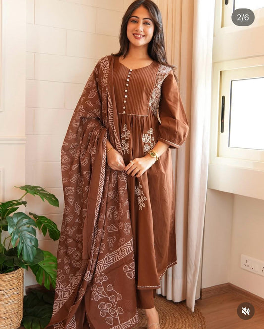 Coffe Pure Cotton  Kurta and Pant Set