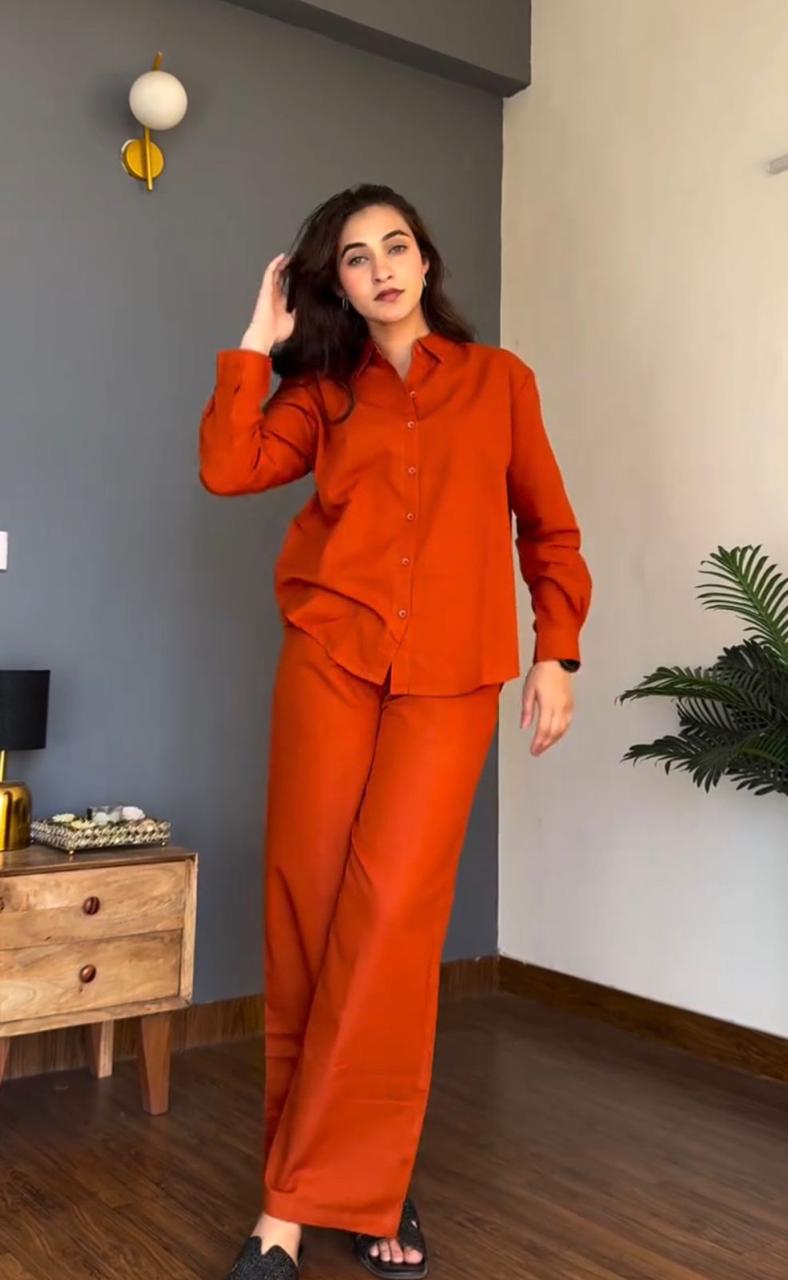 Rust Orange Cotton Co-ord Set for Women