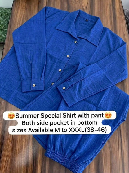 Blue Orange Cotton Co-ord Set for Women