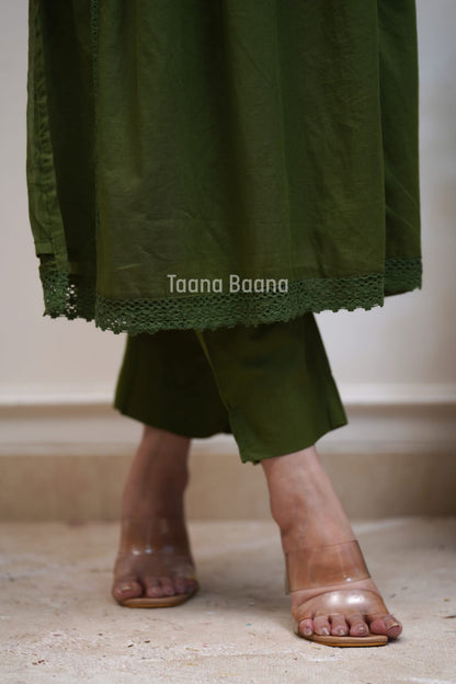 Green Floral Embroidered Anarkali Set