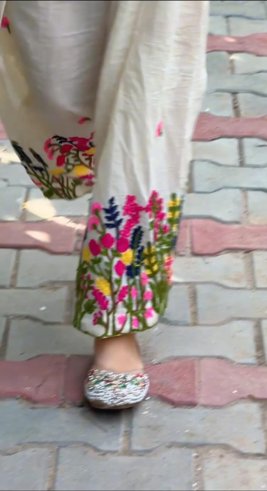 Women’s Pink Kurta and White Floral Palazzo Set