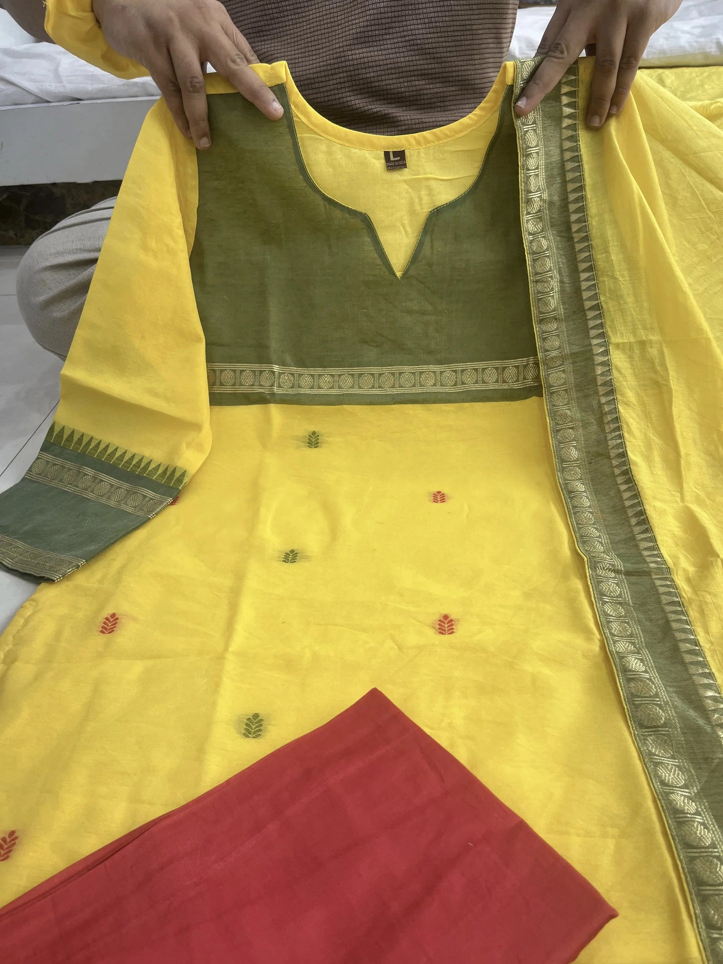 Elegant Kanchi Cotton Suit Set With Jaquard Dupatta For Women