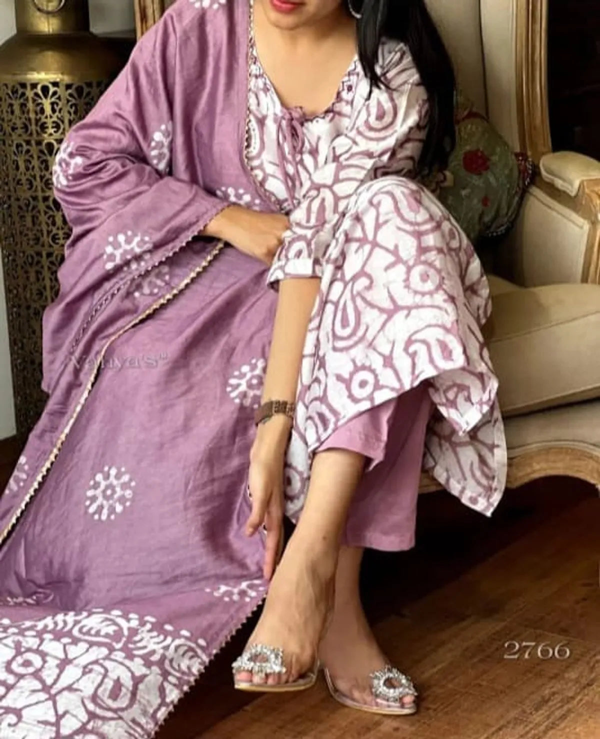 Premium Quality Lavender Pure Cotton Kurta Set